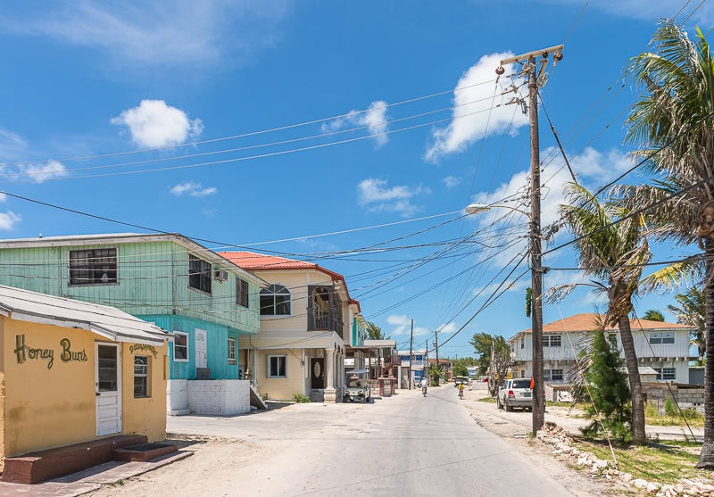 The quite and tranquil main street of Bimini