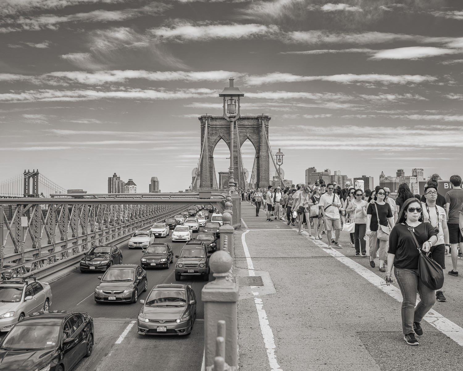 There is no expectation of privacy in open crowds of people like this one on New York's Brooklyn Bridge.