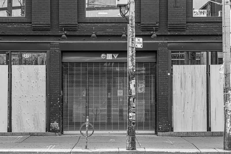 CTV news studio boarded up for G20 in 2010