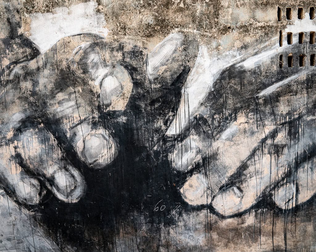 Deep and artistic street art of hands