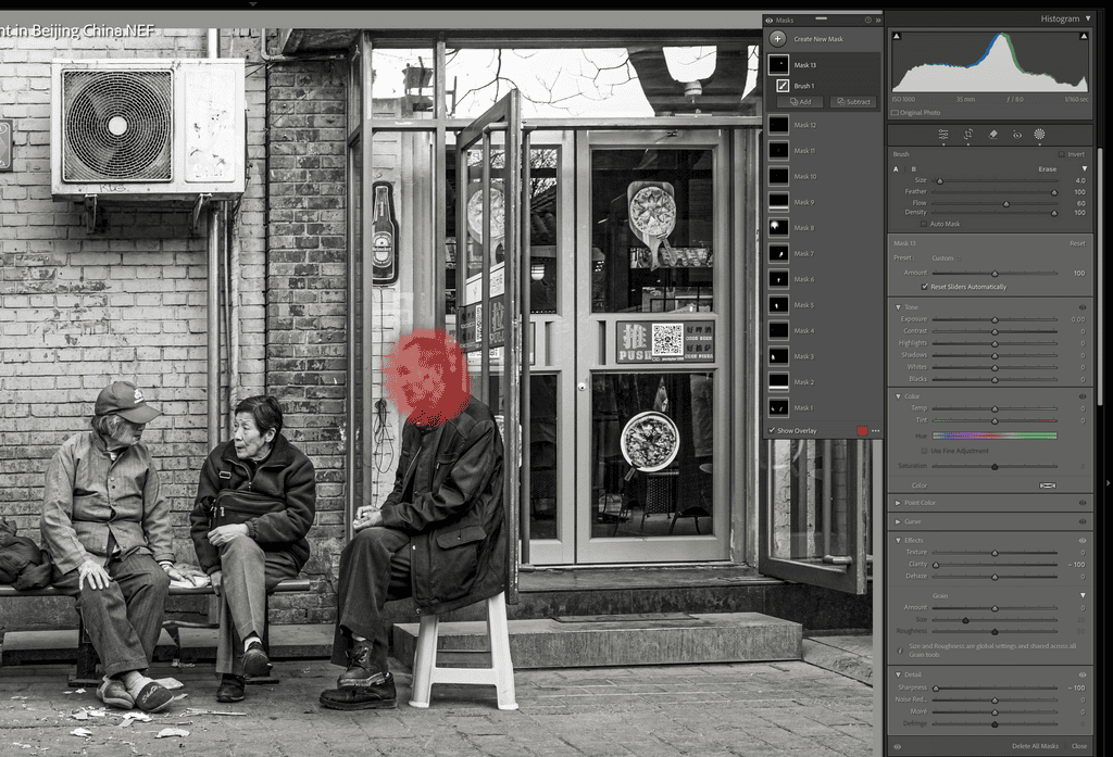 Lightroom Clarity and Sharpness are set to -100