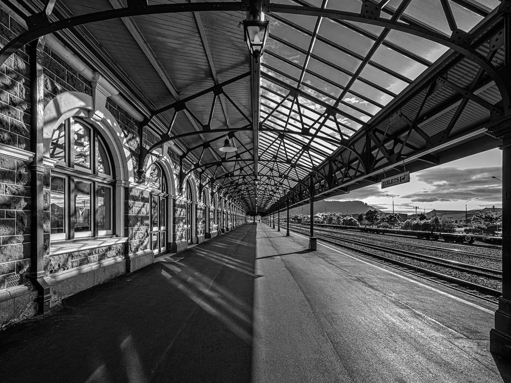 Iconic Dunedin Train Station - New Zealand Architectural Gem Photo | Black and White Wall Art