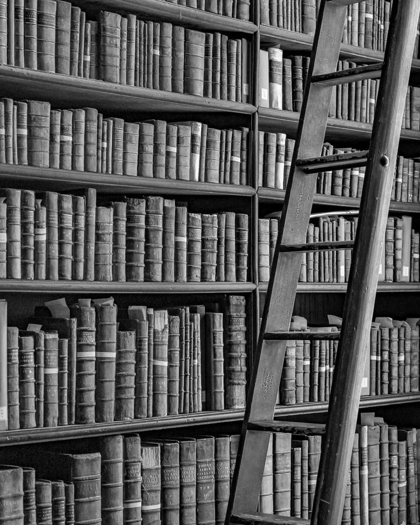Timeless Wisdom: The venerable shelves of Trinity College's library, a bastion of knowledge and heritage in the heart of Ireland.