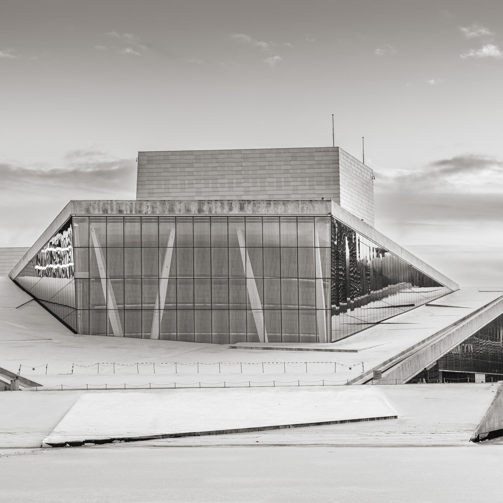 Oslo Opera House in snow Norway