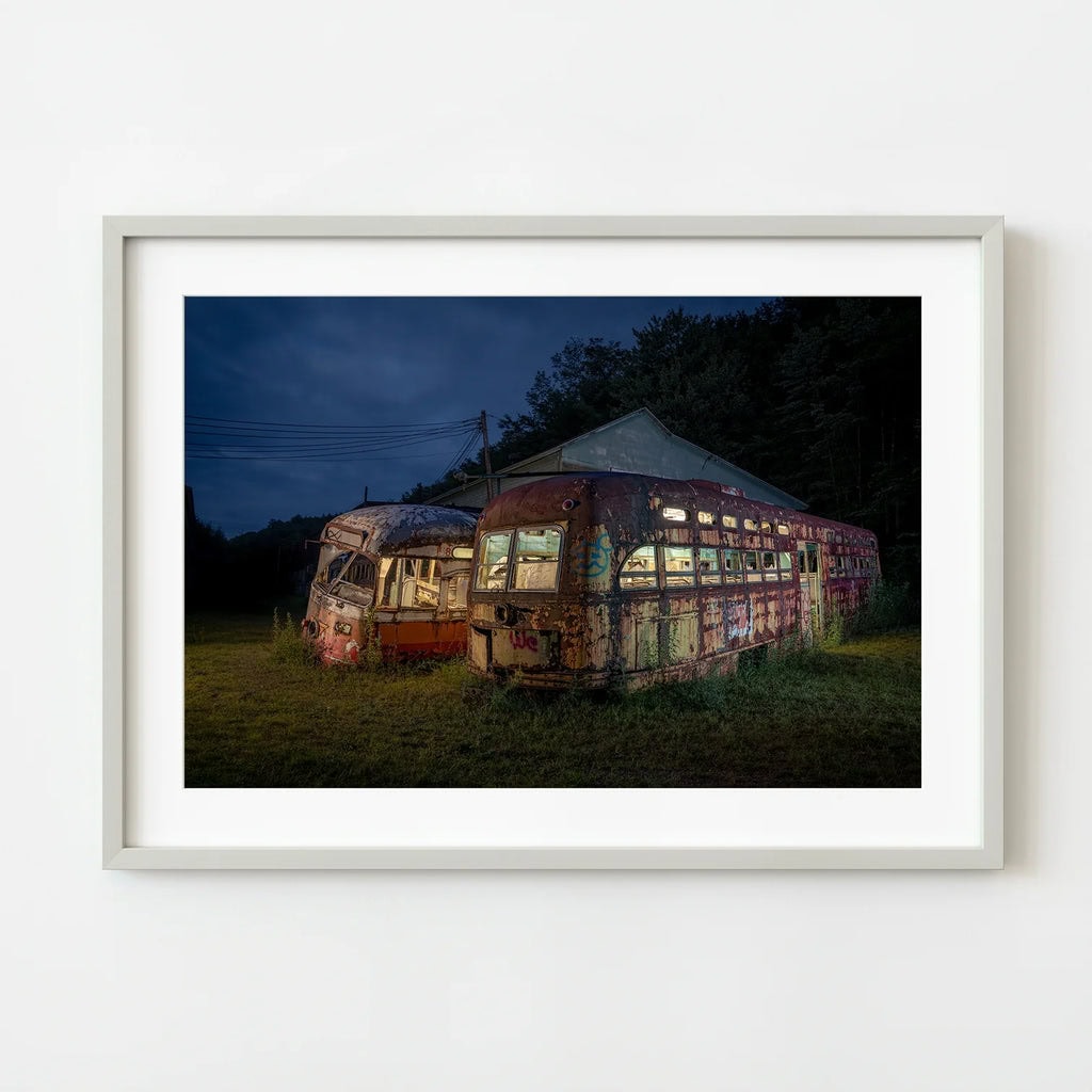 Relics of the Past Abandoned Trolley Cars Stand Idle | Dan Kosmayer Photo Art Print