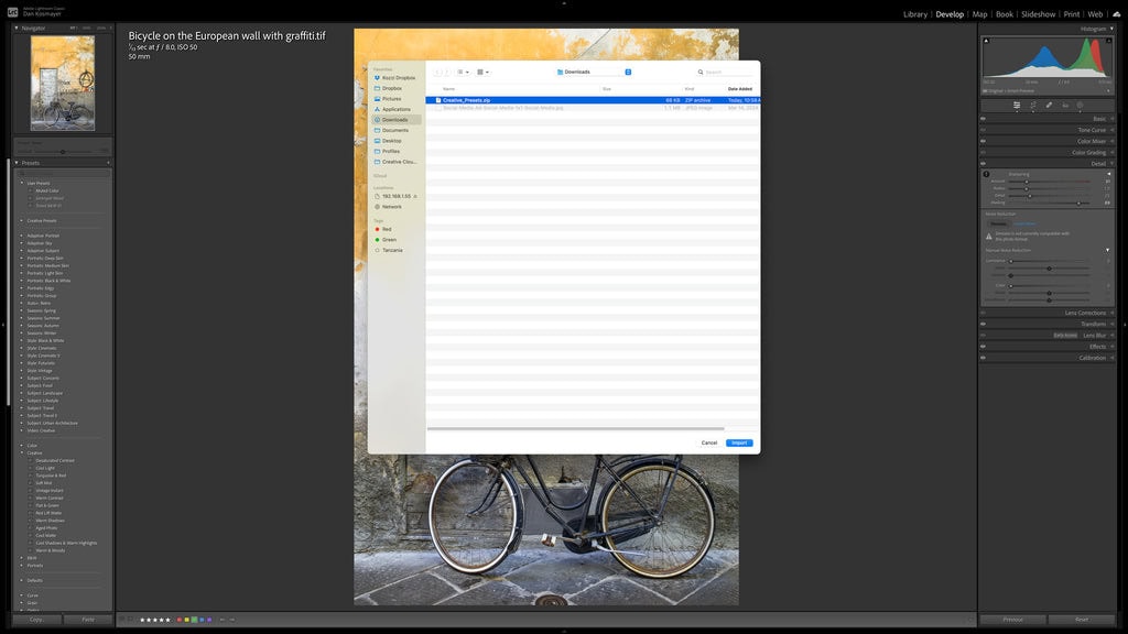 Select the present in the dialog box to import
