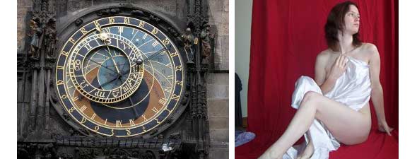 The famous clock in Prague, and a stock image. What could you make with these elements? 