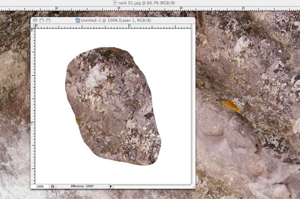Copy a roundish area from a rock texture. No need to be careful here. Any shape will do.