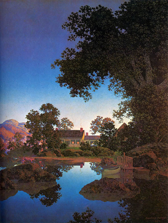 Evening Shadows, by Maxfield Parrish. Oil, 1950.