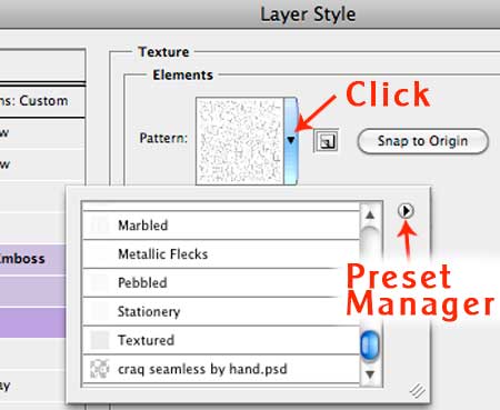 Click as shown to get the list of loaded patterns