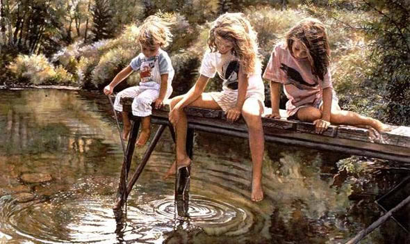 When looking for an digital painter to work with, it's important to share the same taste in art. Joan Stewart and I share a love for the work of artist Steve Hanks, whose watercolor is shown here.