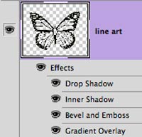 The Line Art layer and its four Layer Effects.
