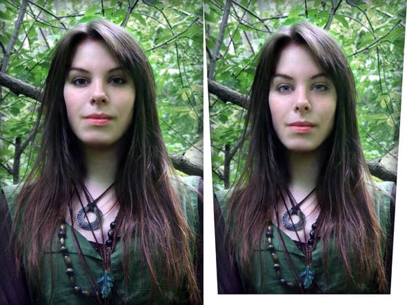 The model's graceful, oval face is restored (right). Photo courtesy of Navistock on deviantArt.com.