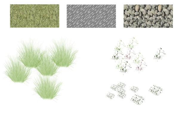 Patterns (top row) and textures (bottom row)