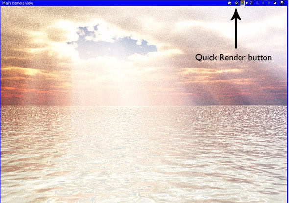 A quick render of the image so far, with sky and water added.
