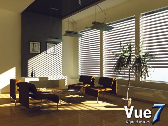The new radiosity engine in Vue 7 works great indoors and out.