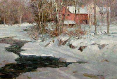 Alla prima landscape by Richard Schmid. Oil on canvas, 2009.