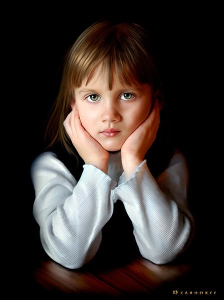 Here is the full-size painted version of “Green Eyes.”