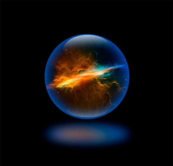 ic:Here's the finished result: a nebula trapped inside a glass ball.