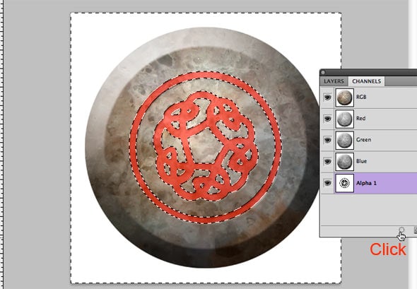 In the Channels palette, click on the leftmost icon at the bottom.